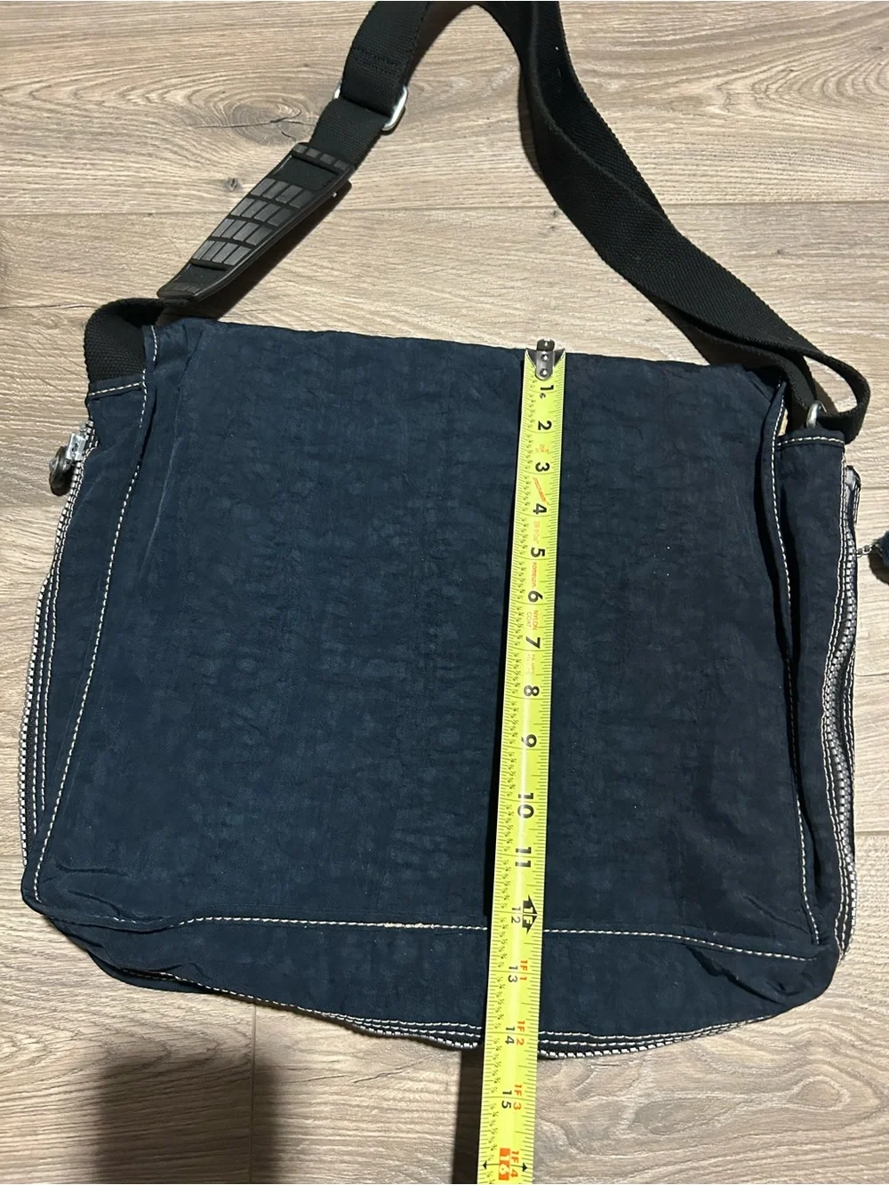 Kipling Dark Blue Expandable Messenger Bag with Monkey Charm